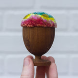 Mini Puff in Vintage Teak Egg Cup | Teal, Neon + Pink