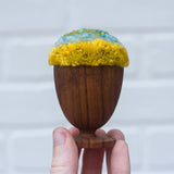 Mini Puff in Vintage Teak Egg Cup | Green, Seafoam + Yellow