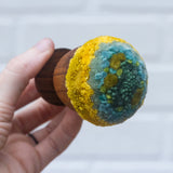 Mini Puff in Vintage Teak Egg Cup | Green, Seafoam + Yellow