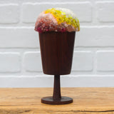 "Float" Puff in Vintage Teak Frame | Firelight