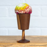 "Float" Puff in Vintage Teak Frame | Firelight