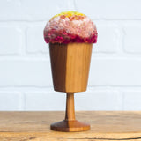 "Float" Puff in Vintage Teak Frame | Firelight