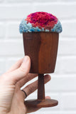 "Float" Puff in Vintage Teak Frame | Blue + Berry