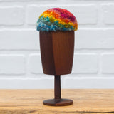 "Float" Puff in Vintage Teak Frame | Rainbow