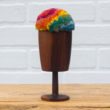 "Float" Puff in Vintage Teak Frame | Rainbow