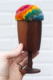 "Float" Puff in Vintage Teak Frame | Rainbow