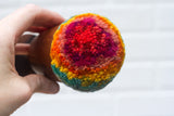 "Float" Puff in Vintage Teak Frame | Rainbow
