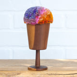 "Float" Puff in Vintage Teak Frame | Sunset