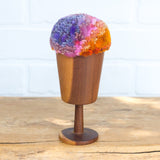 "Float" Puff in Vintage Teak Frame | Sunset