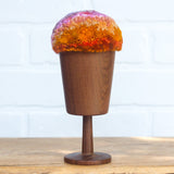 "Float" Puff in Vintage Teak Frame | Sunset