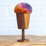 "Float" Puff in Vintage Teak Frame | Sunset