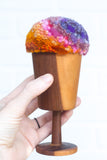 "Float" Puff in Vintage Teak Frame | Sunset