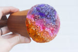 "Float" Puff in Vintage Teak Frame | Sunset
