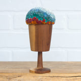 "Float" Puff in Vintage Teak Frame | Mountain Top