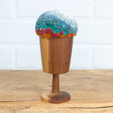 "Float" Puff in Vintage Teak Frame | Mountain Top