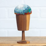 "Float" Puff in Vintage Teak Frame | Mountain Top