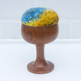 "Float" Puff in Vintage Teak Coupe | Blue + Mustard