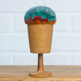"Float" Puff in Vintage Teak Frame | Mountain Top