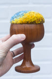 "Float" Puff in Vintage Teak Coupe | Blue + Mustard