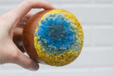 "Float" Puff in Vintage Teak Coupe | Blue + Mustard