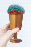 "Float" Puff in Vintage Teak Frame | Mountain Top