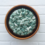Woven Wall Sculpture in Vintage Teak Frame | Green