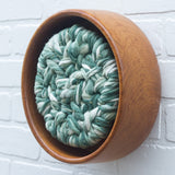 Woven Wall Sculpture in Vintage Teak Frame | Green