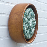 Woven Wall Sculpture in Vintage Teak Frame | Green