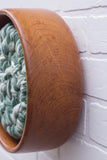Woven Wall Sculpture in Vintage Teak Frame | Green