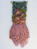 Green + Pink Woven Wall Hanging