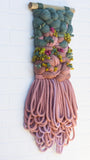 Green + Pink Woven Wall Hanging