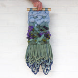 "Iris" | Green + Purple Woven Wall Hanging