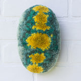 Puff "Loaff" in Vintage Teak Frame | Mustard + Seafoam
