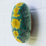 Puff "Loaff" in Vintage Teak Frame | Mustard + Seafoam