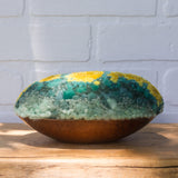 Puff "Loaff" in Vintage Teak Frame | Mustard + Seafoam