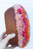 Puff "Loaff" in Vintage Teak Frame | Bubblegum