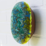 Puff "Loaff" in Vintage Teak Frame | Aqua + Neon