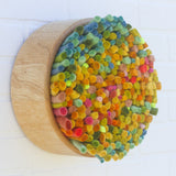 Mega Puff in Vintage Light Wood Frame | Rainbow-ish
