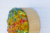 Mega Puff in Vintage Light Wood Frame | Rainbow-ish