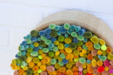 Mega Puff in Vintage Light Wood Frame | Rainbow-ish