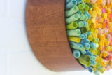 Mega Puff in Vintage Tapered Teak Frame | Blue Dip