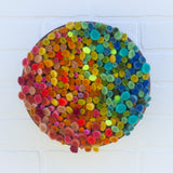 Mega Puff in Vintage Teak Frame | Rainbow