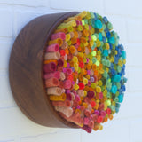 Mega Puff in Vintage Teak Frame | Rainbow