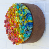 Mega Puff in Vintage Teak Frame | Rainbow