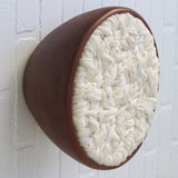 Woven Wall Sculpture in "Mega" Vintage Teak Frame | Neutral