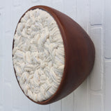 Woven Wall Sculpture in "Mega" Vintage Teak Frame | Neutral