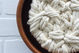 Woven Wall Sculpture in Vintage Teak Frame | Neutral
