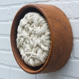 Woven Wall Sculpture in Vintage Teak Frame | Neutral