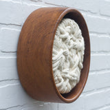 Woven Wall Sculpture in Vintage Teak Frame | Neutral