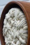 Woven Wall Sculpture in Vintage Teak Frame | Neutral